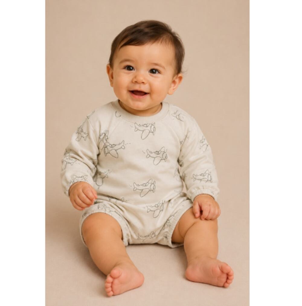 Rylee + Cru Baby Haze Airplane Print Bubble Romper Size 6-12 Months